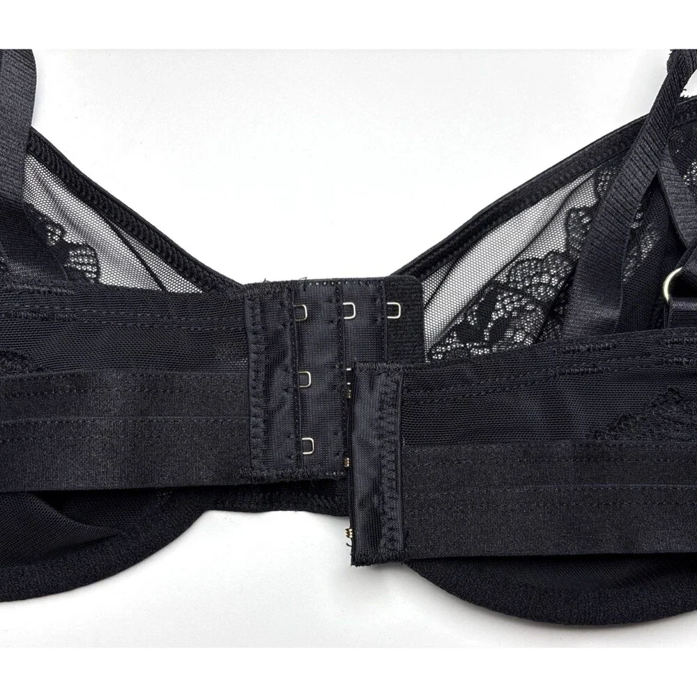 Torrid Curves size 1 Underwire Bra Lace Embroidered Sheer Floral black Sexy Lace